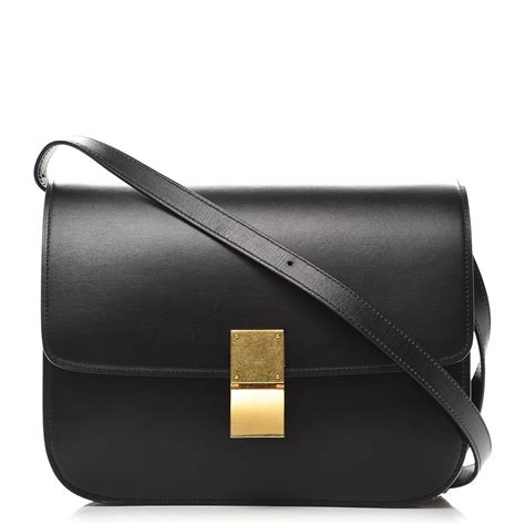 celine classic flap bag black|CELINE Box Calfskin Medium Classic Box Flap Bag Black .